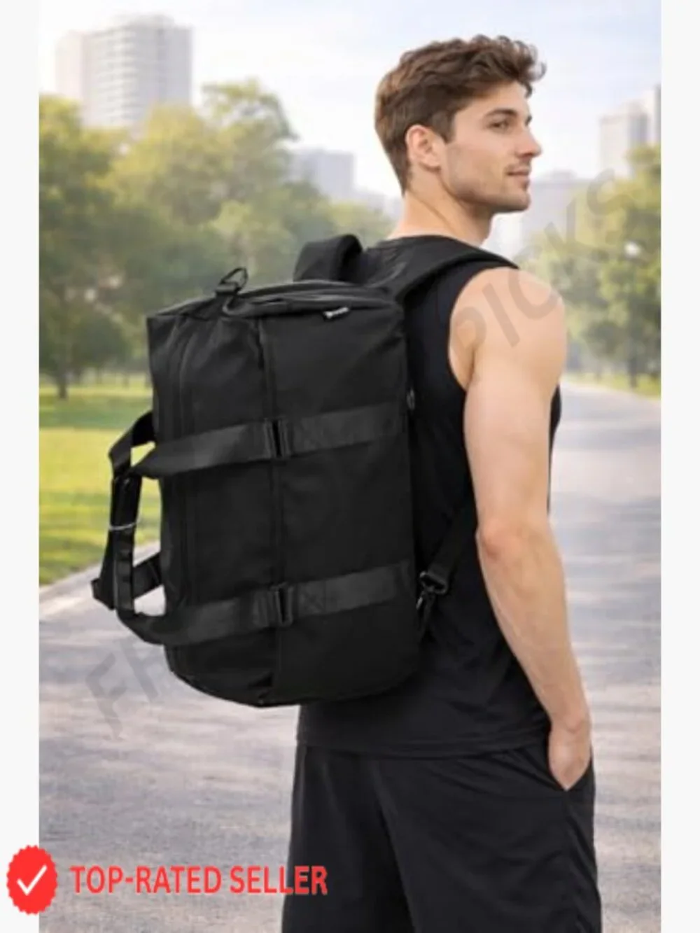 2-in-1 Gym Duffle Bag Backpack Convertible Sports Bag with Shoe Compartment